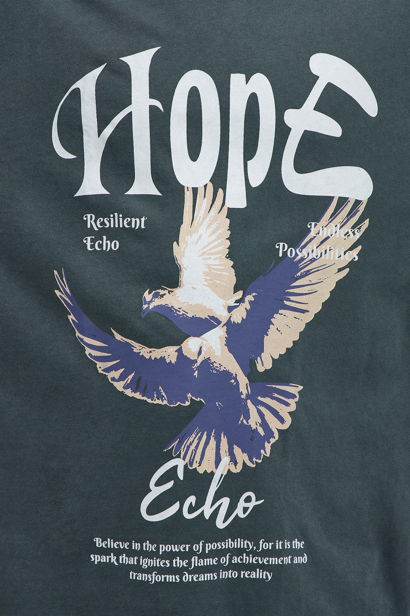 Hope Echo Oversized Short Sleeve Tee - Grey Product Image