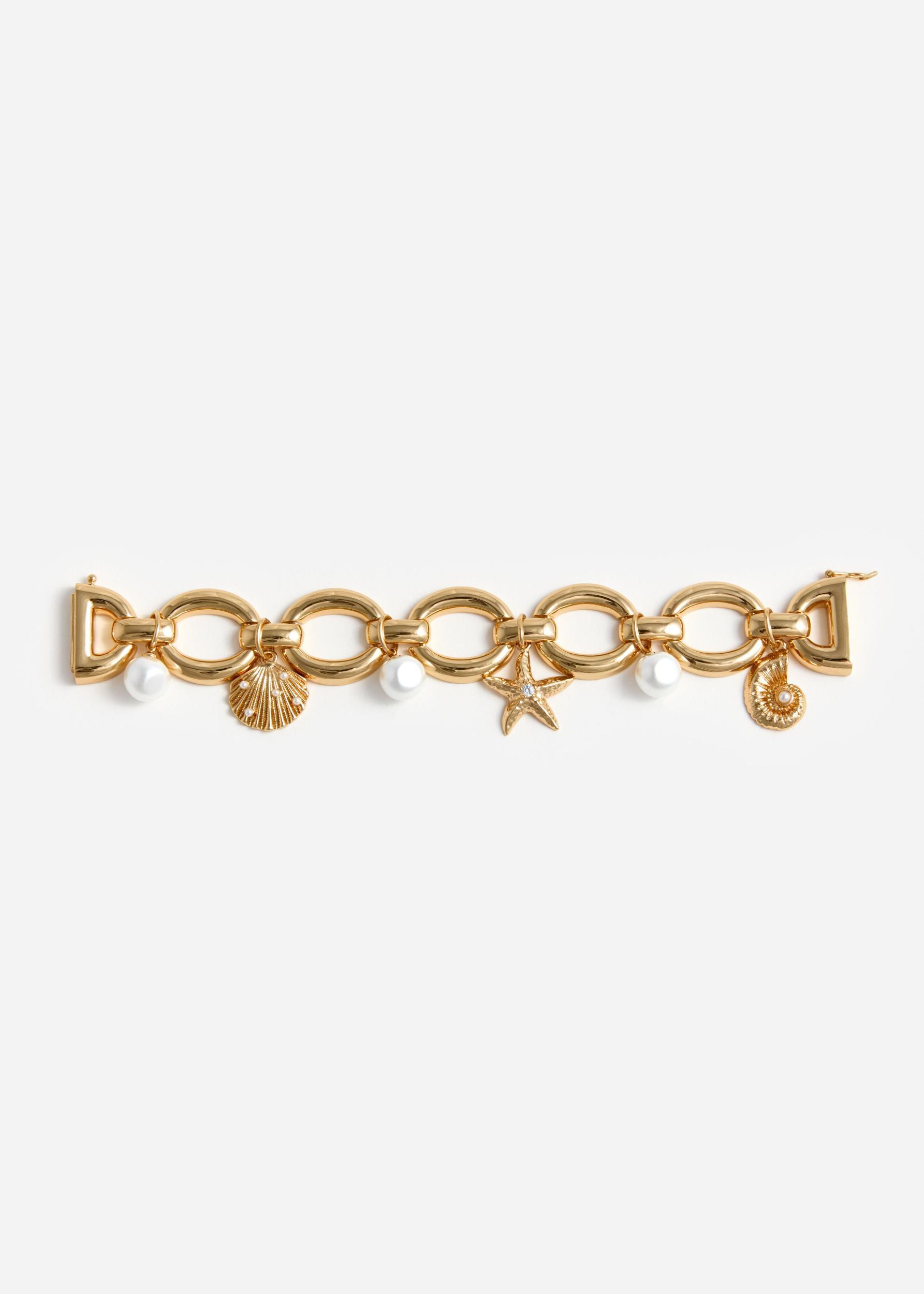 Gold Pearl Shell Charm Bracelet Product Image