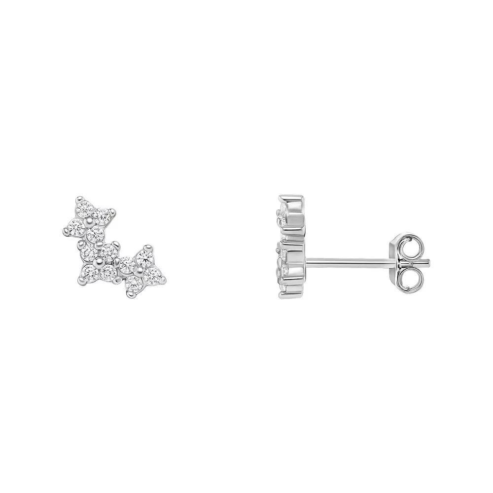 PRIMROSE Sterling Silver Cubic Zirconia Crawler Stud Earrings, Women's, Sterling Silver White Product Image