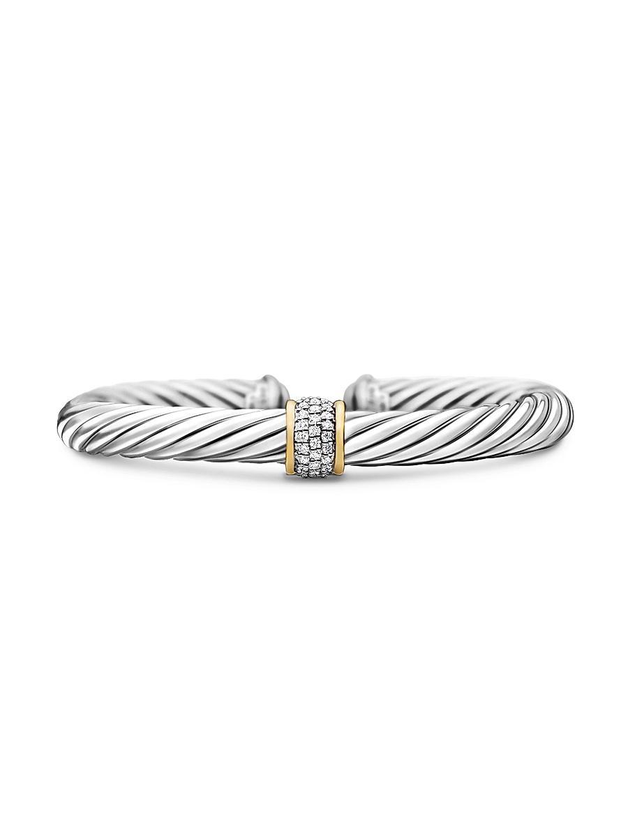 Womens Classic Cable Station Bracelet in Sterling - Product Image