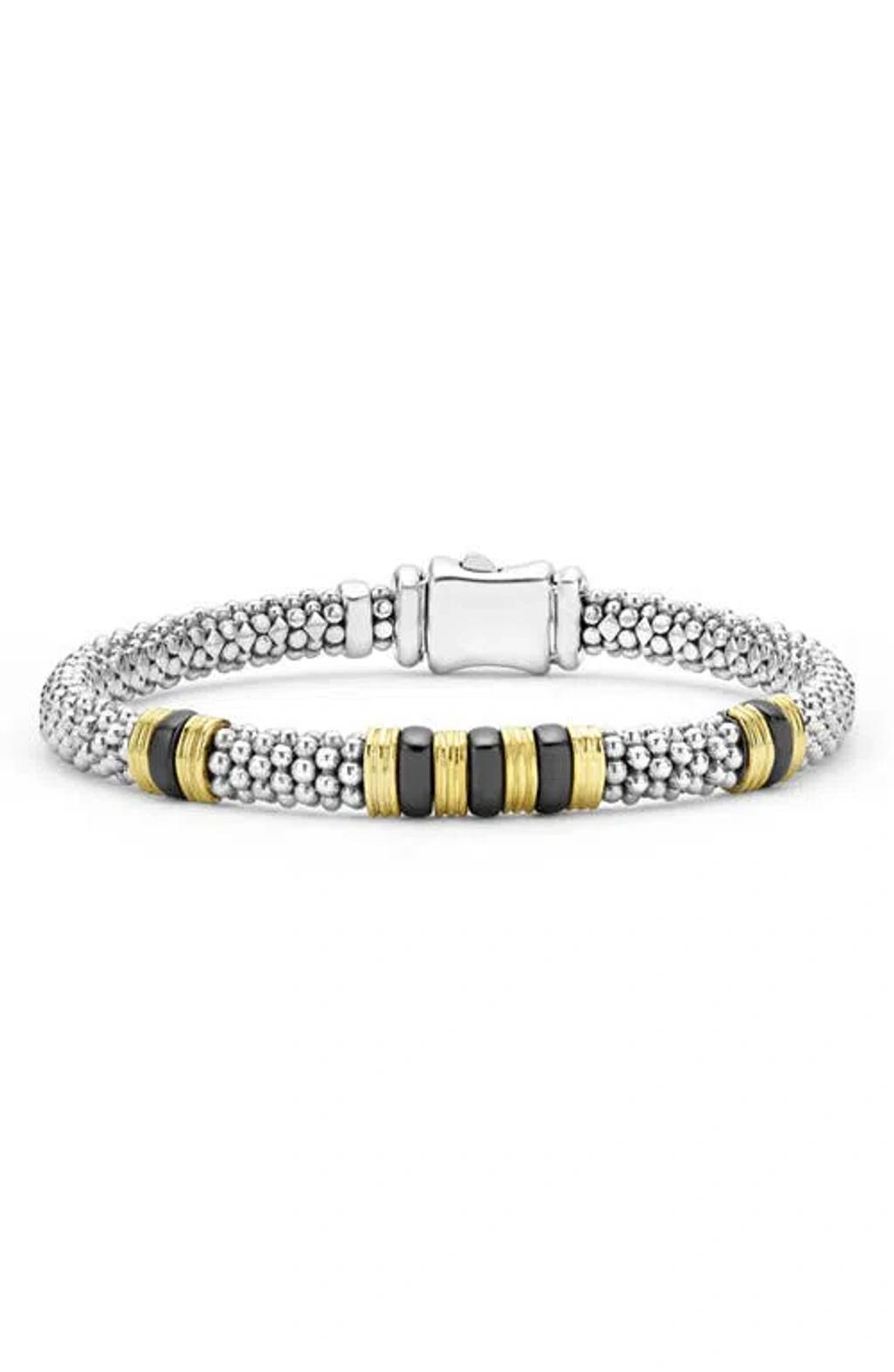 LAGOS Men's Black Caviar Triple Station Caviar Bracelet at Nordstrom, Size 7 Product Image