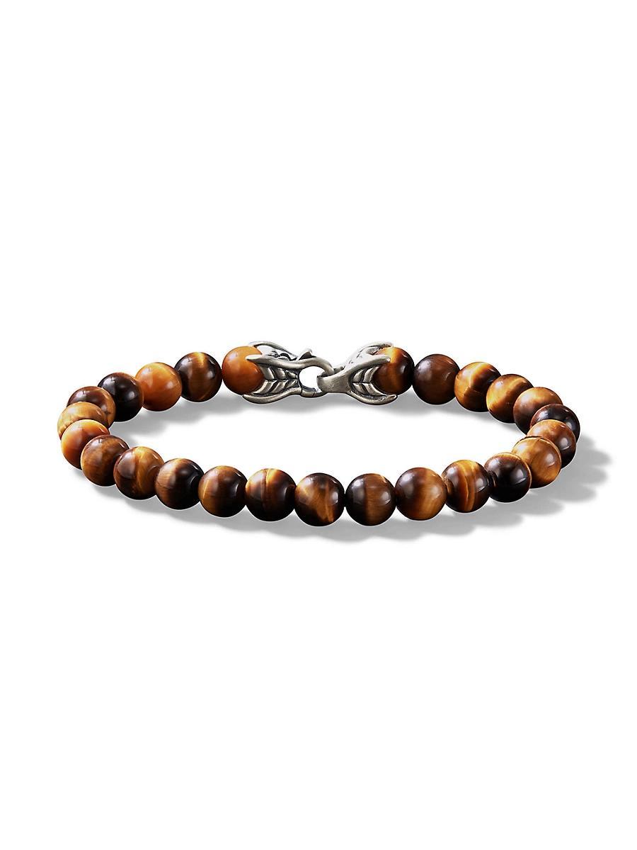 David Yurman Men's Spiritual Beads Bracelet in Sterling Silver with Tiger's Eye, 6mm in Tiger Eye at Nordstrom, Size 7.5 Product Image