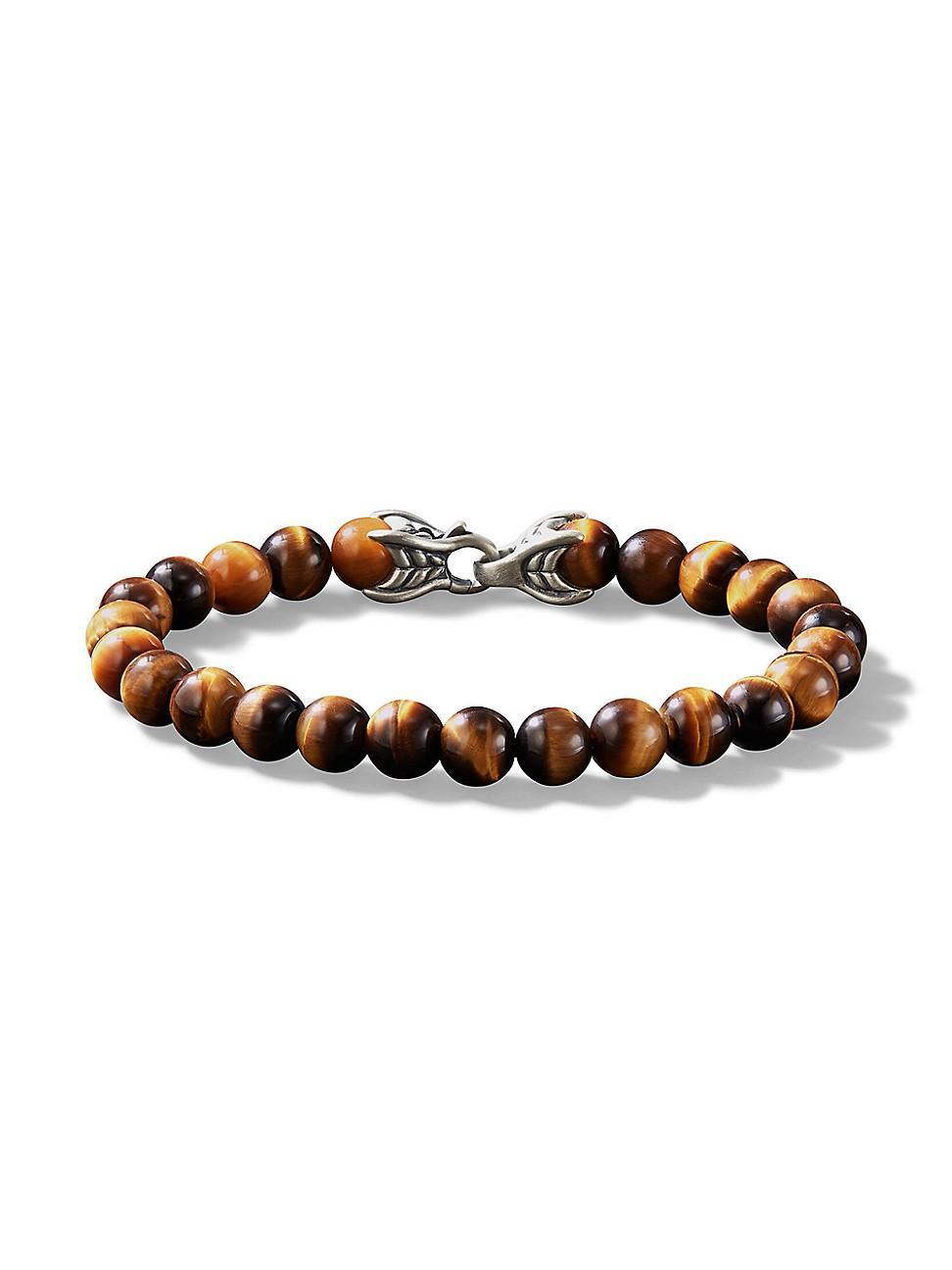 David Yurman Men's Spiritual Beads Bracelet in Sterling Silver with Tiger's Eye, 6mm in Tiger Eye at Nordstrom, Size 7.5 Product Image