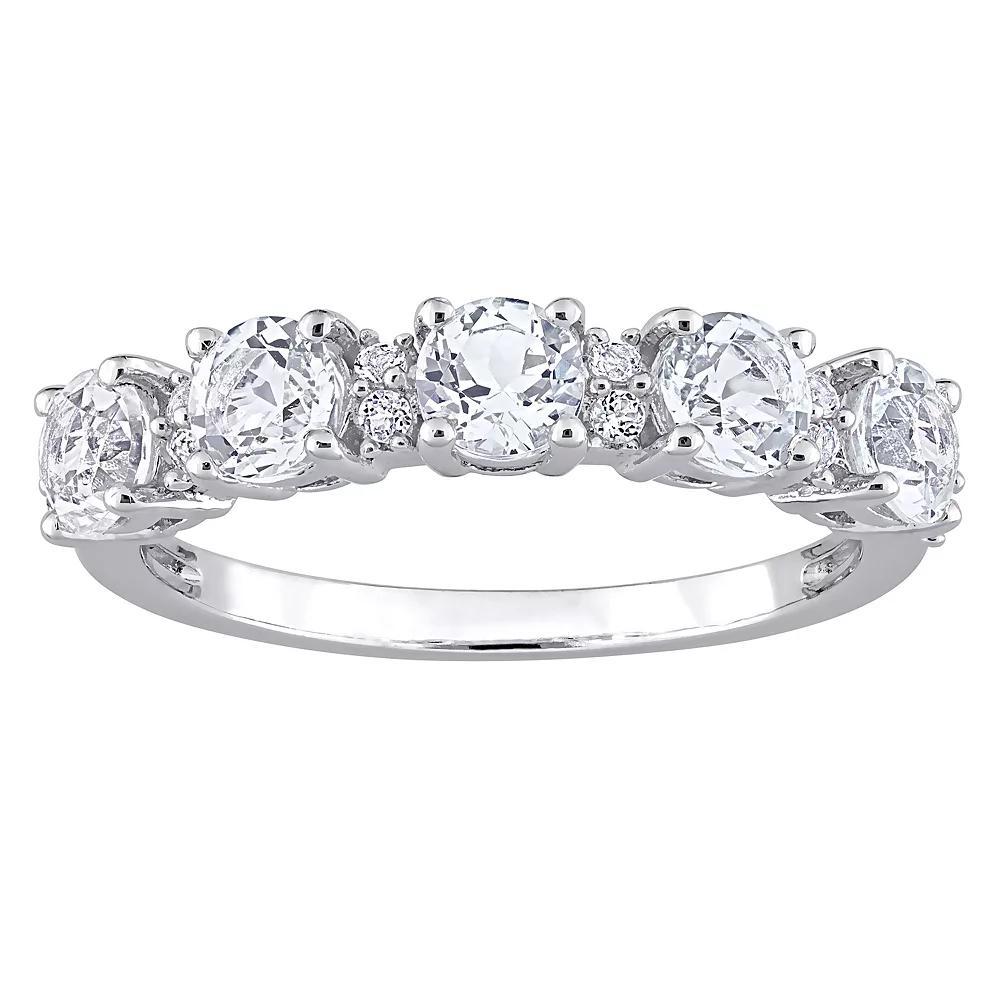 Stella Grace Sterling Silver White Topaz Semi-Eternity Ring, Women's, Size: 6 Product Image