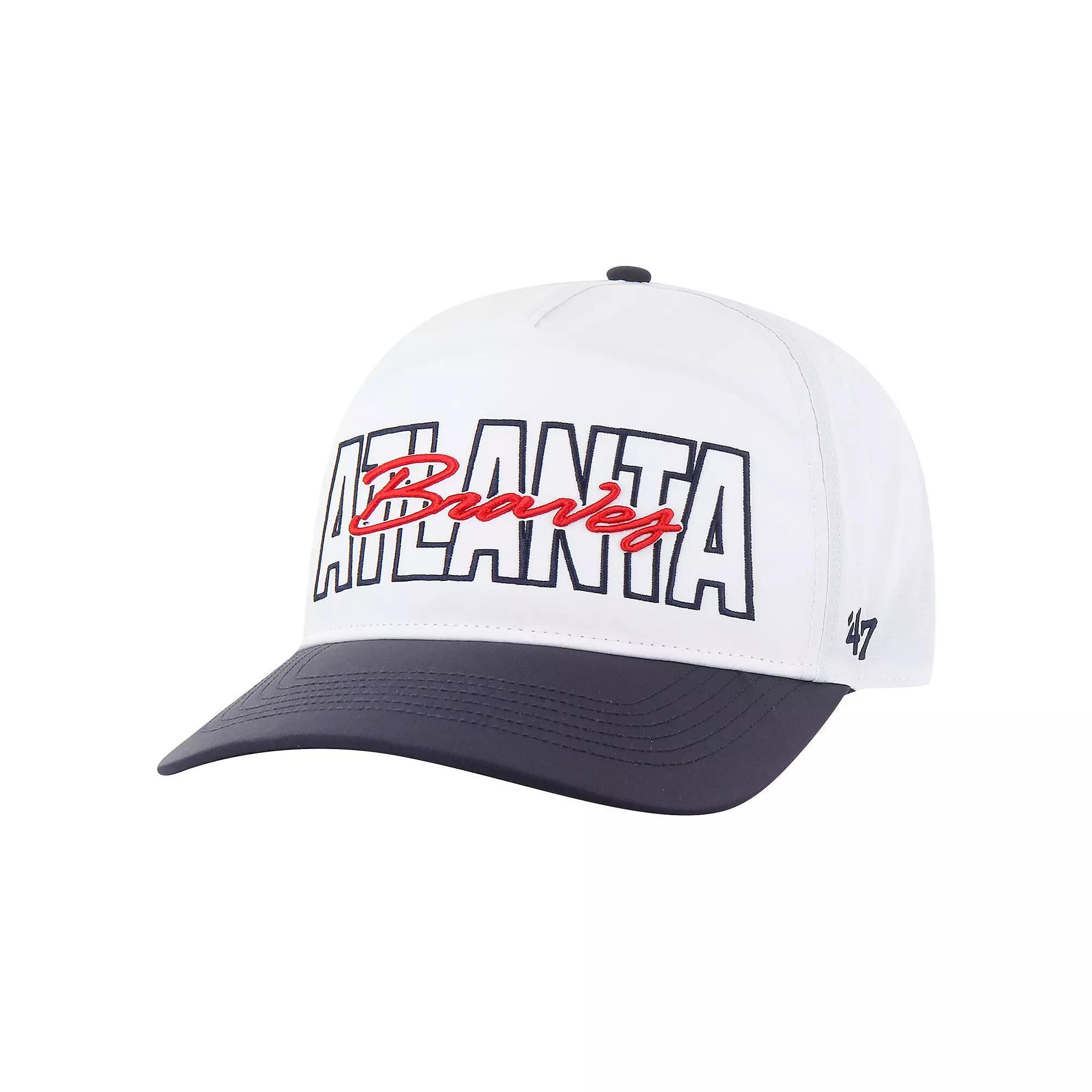 Men's '47 White Atlanta Braves Lineman Hitch Adjustable Hat Product Image
