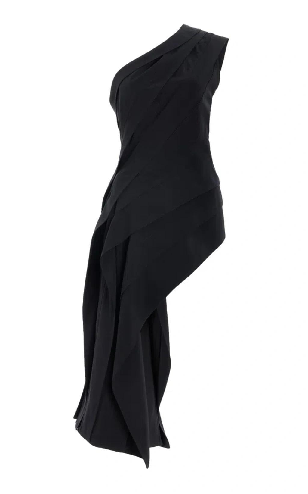 BOTTEGA VENETA Draped Asymmetric Crepe One-shoulder Top In Black Product Image