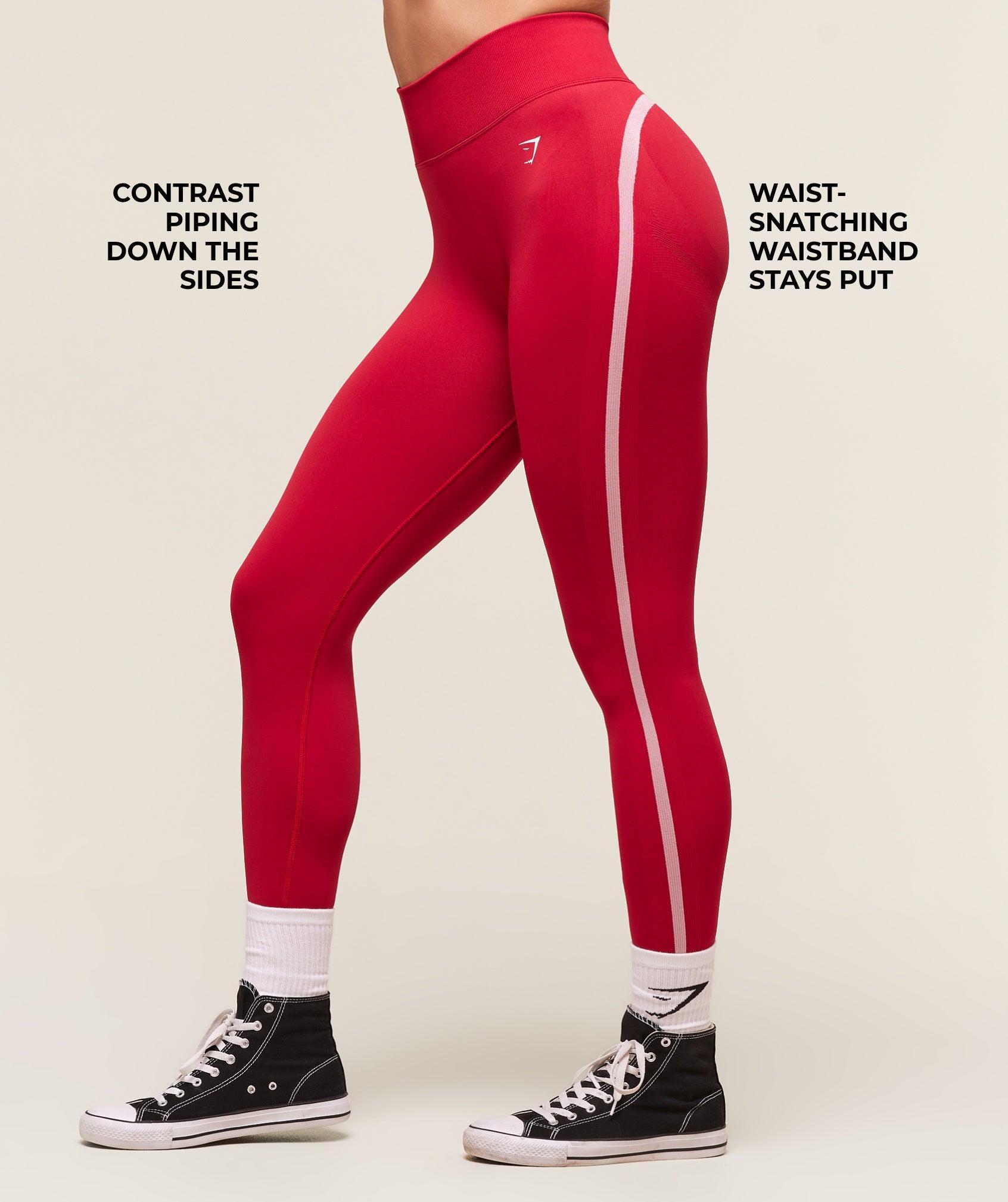 Gymshark Lift Varsity Seamless Leggings - Carmine Red Female Product Image