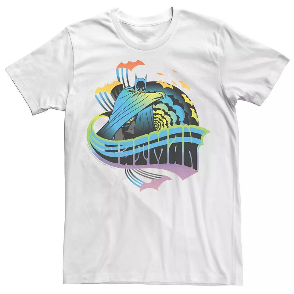 Adult DC Comics Pride Batman Retro Rainbow Tee, Men's, Size: Medium, White Product Image