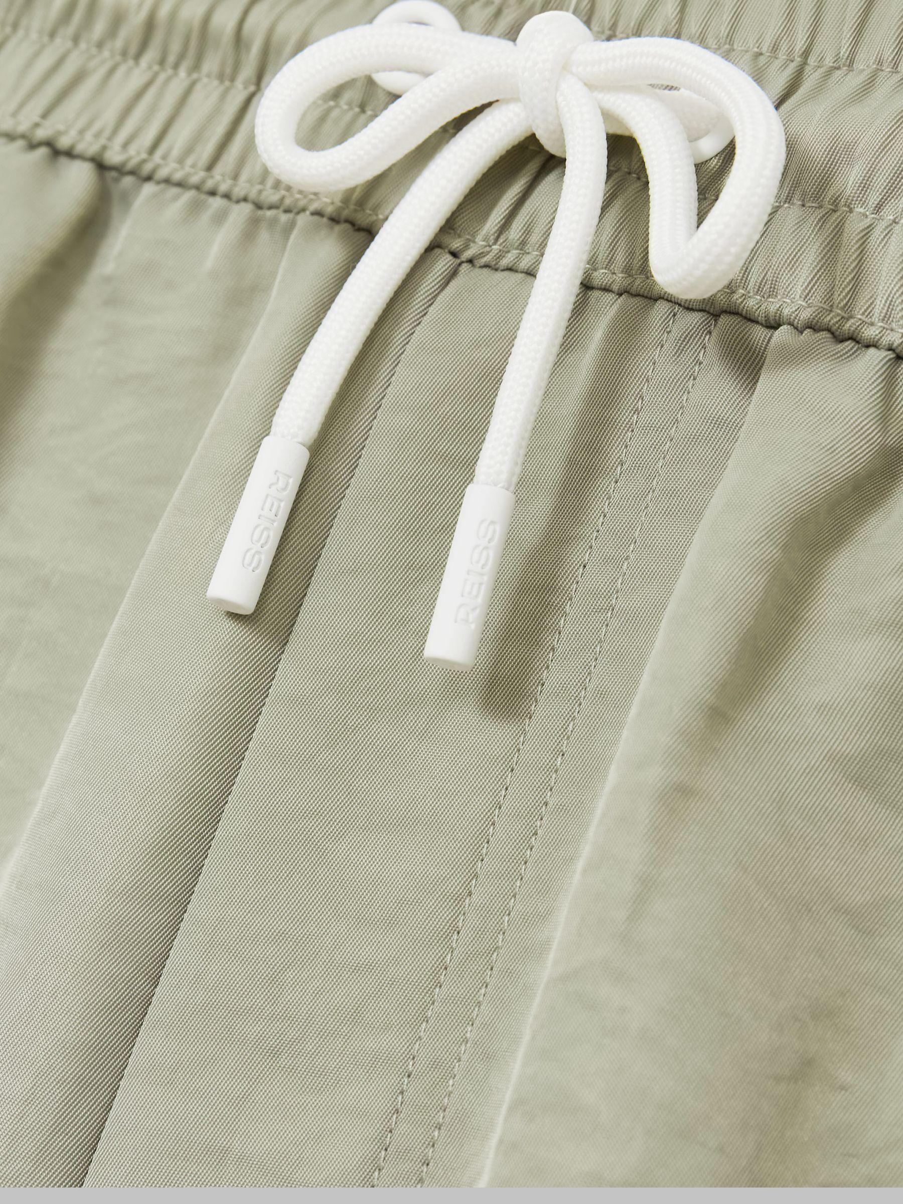 Piped Drawstring Swim Shorts in Pistachio/Off White Product Image