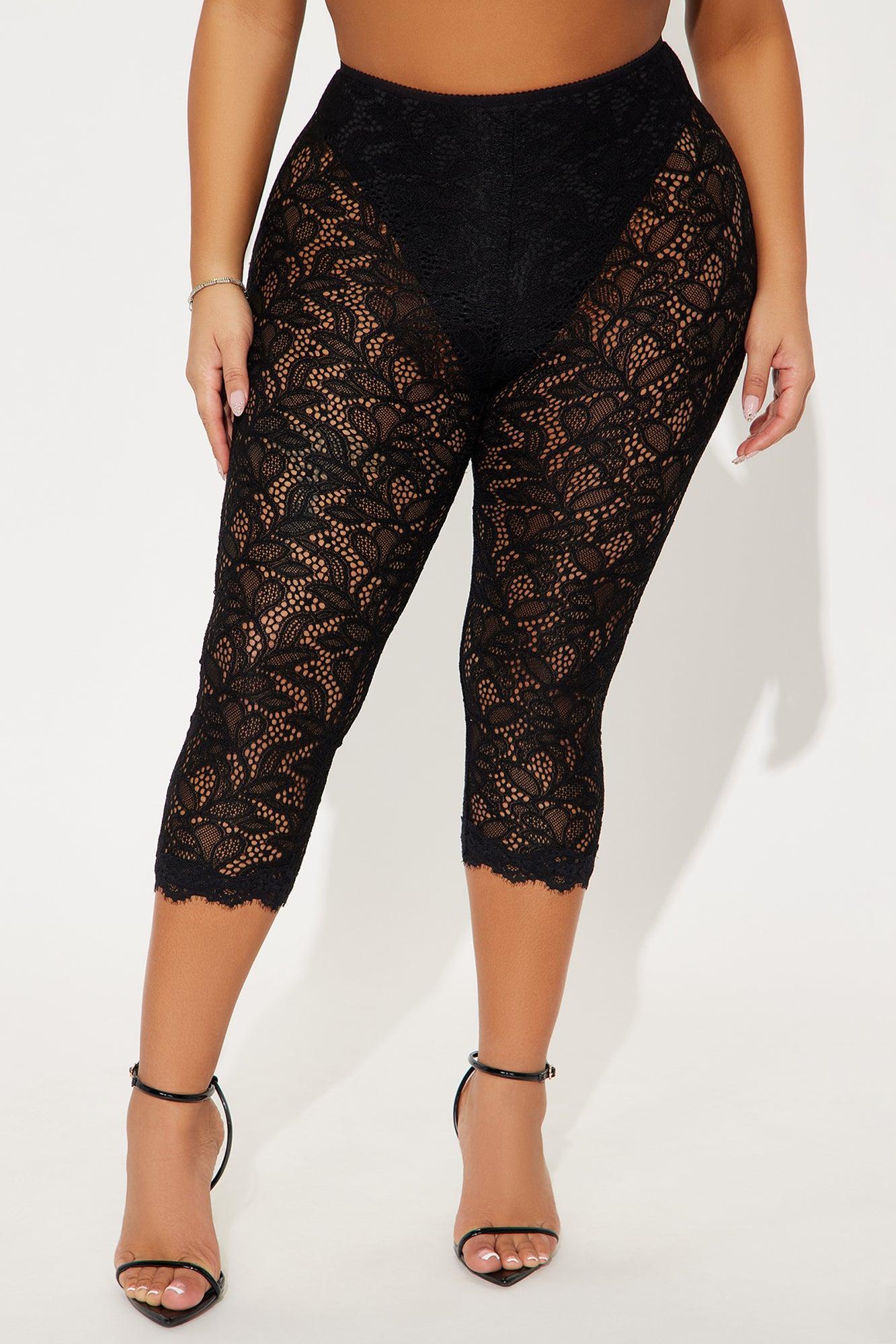I Feel Love Lace Capri Legging - Black Product Image