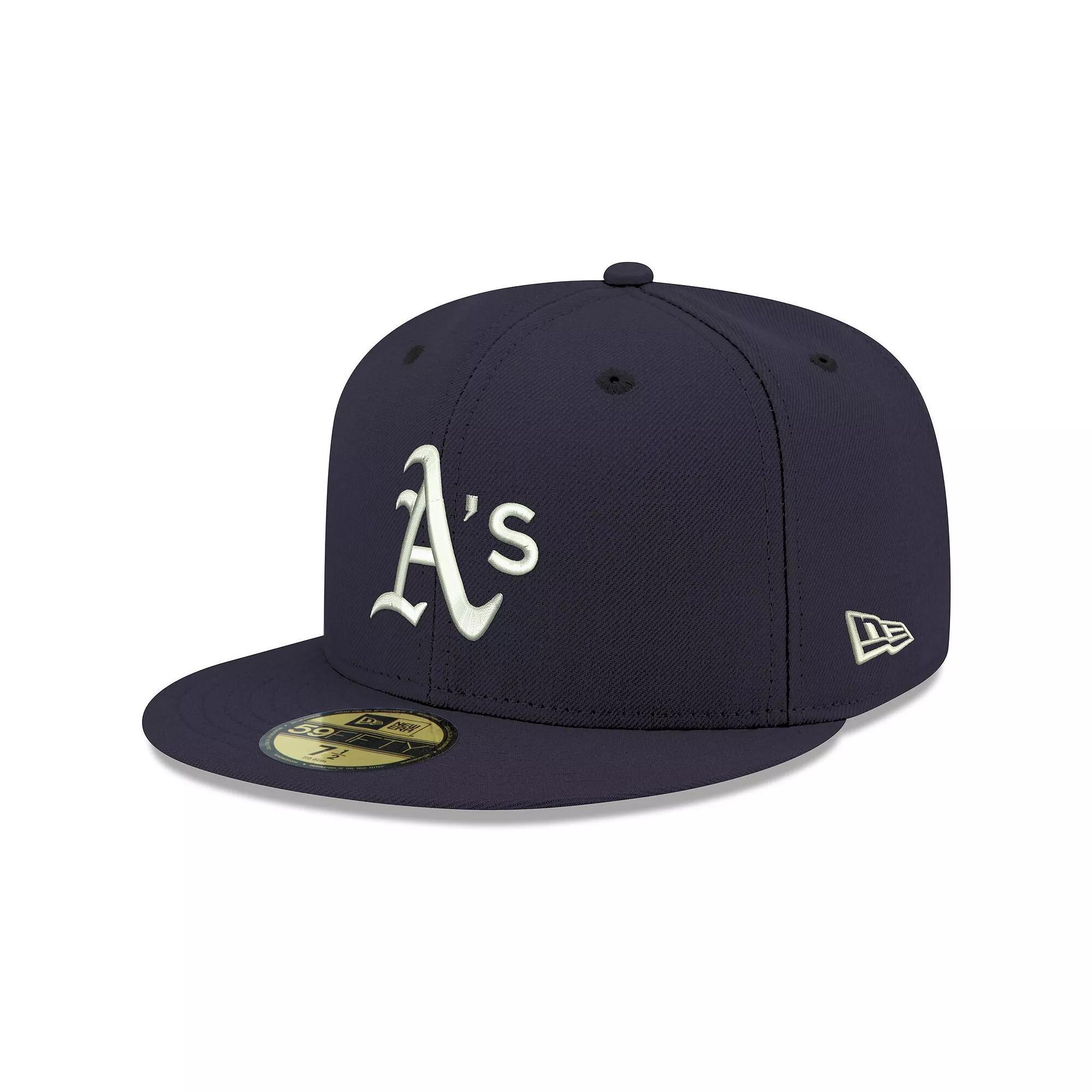 Men's New Era Navy Oakland Athletics White Logo 59FIFTY Fitted Hat, Size: 7 7/8, Blue Product Image