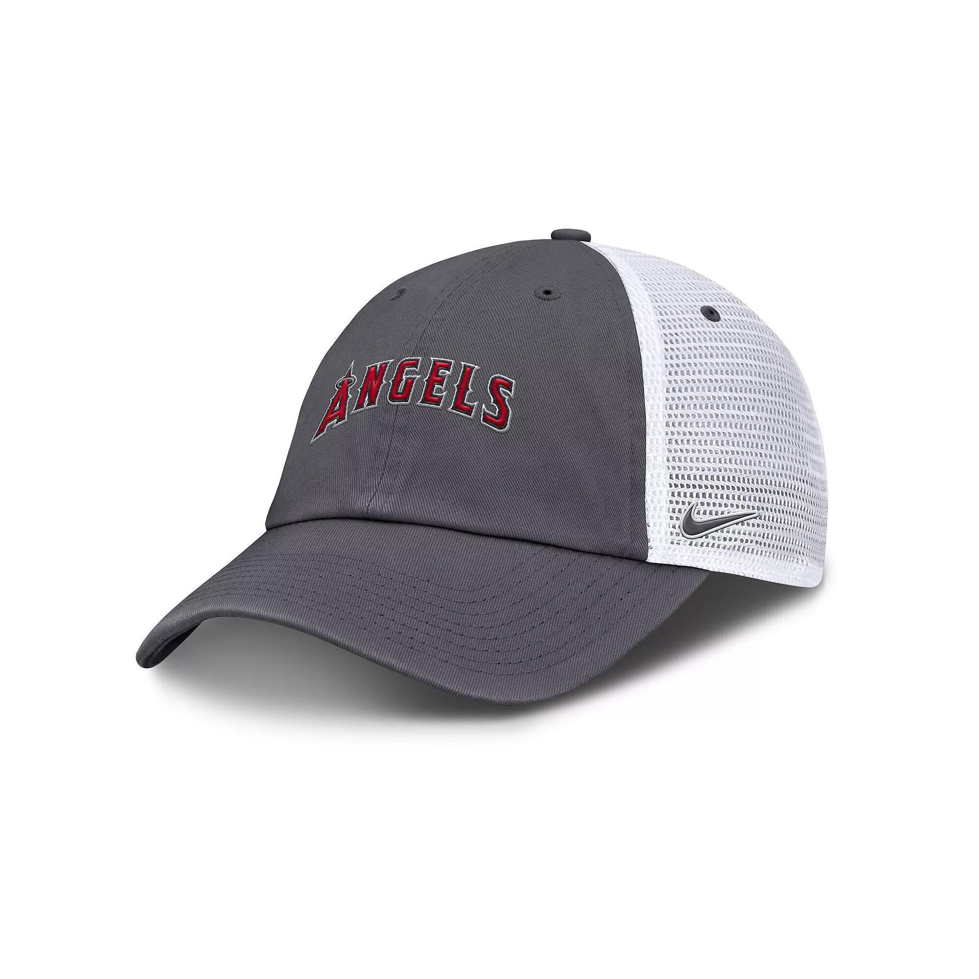 Men's Nike Gray Cincinnati Reds Wordmark Club Adjustable Trucker Hat, Size: Medium/Large, Red Grey Product Image