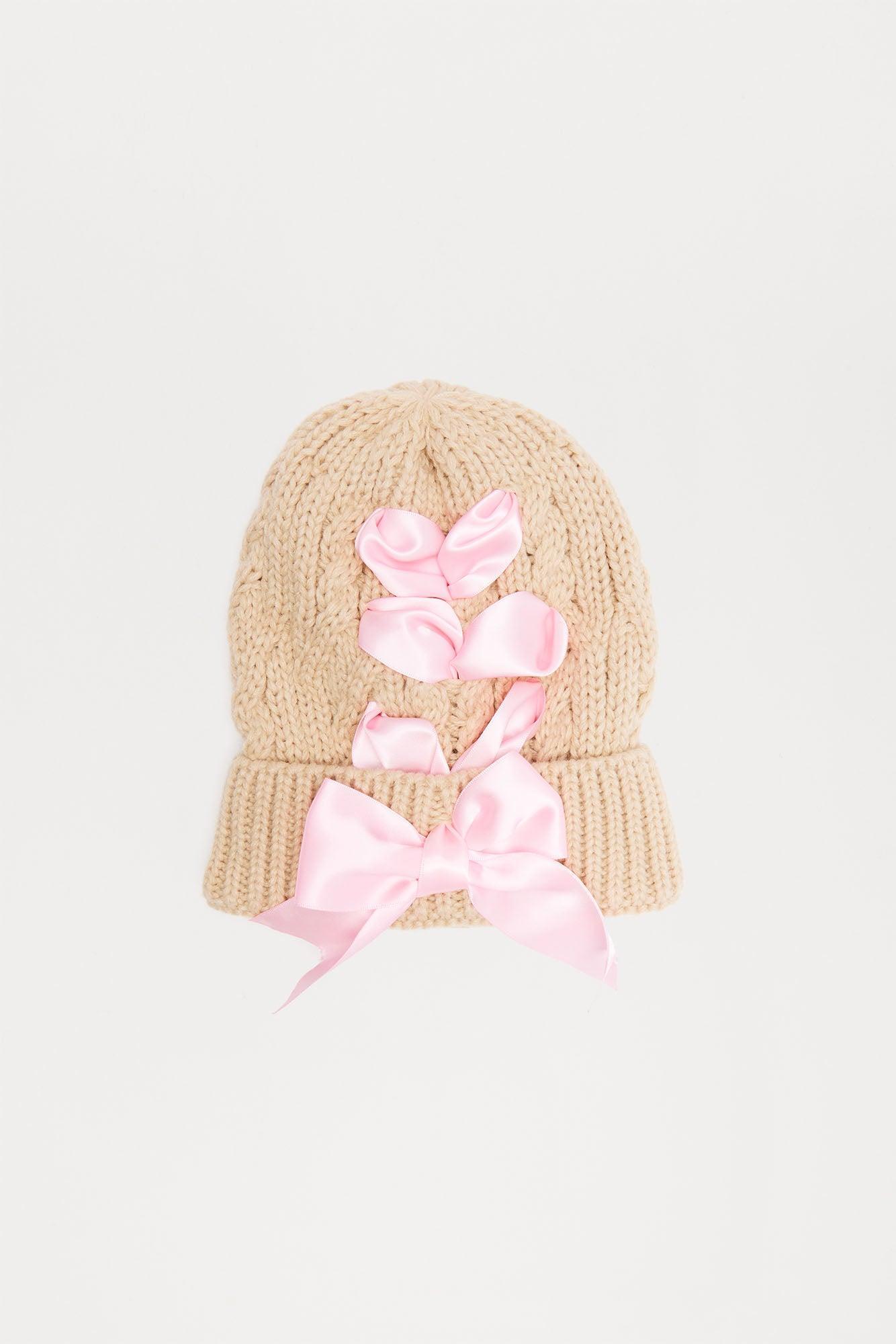 My Cutie Bow Beanie - Nude/combo Product Image