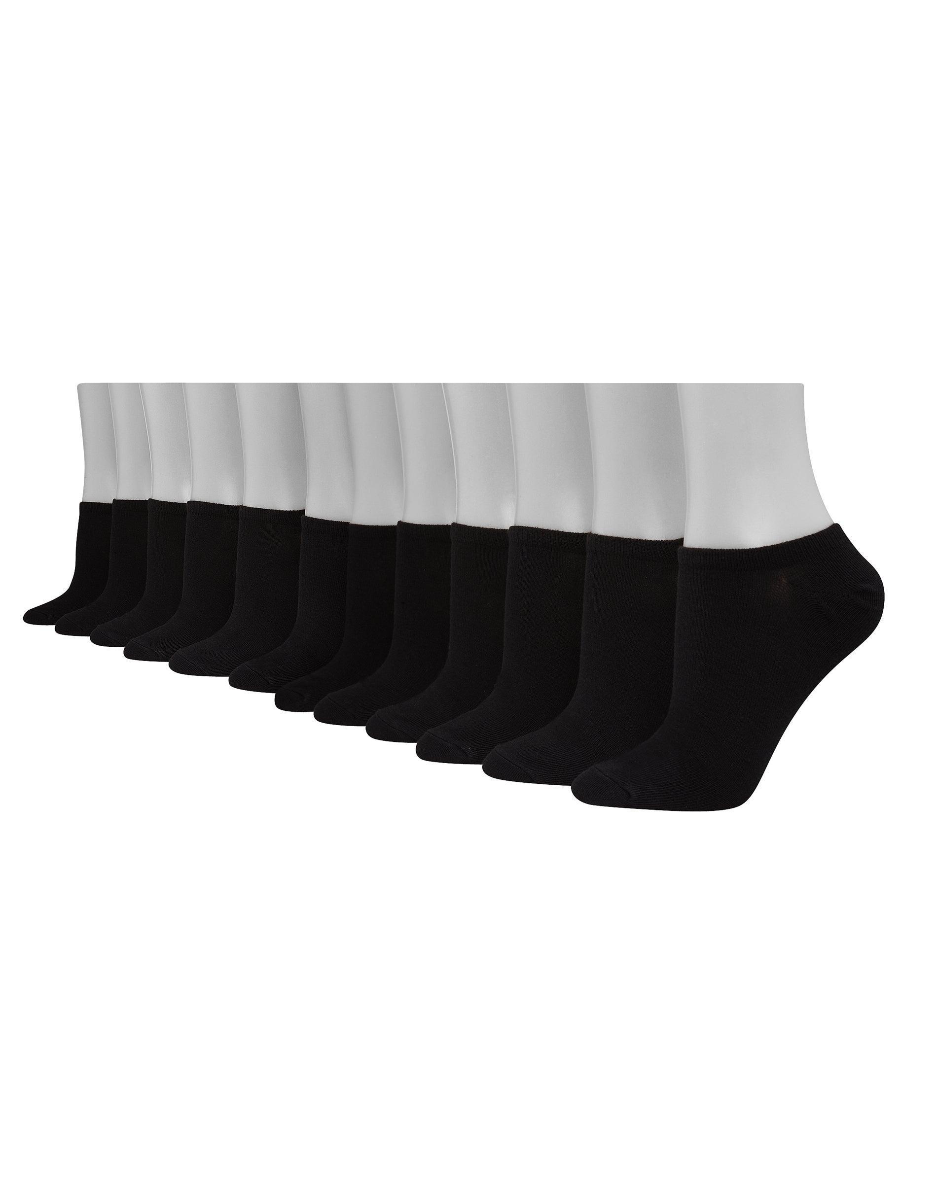 Hanes Womens Lightweight No Show Socks, 12-Pairs WhitewGreyStripeWhiteGreyHeelToe 5-9 Product Image