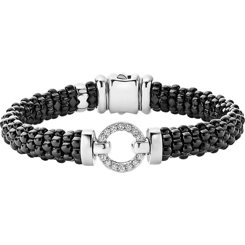 LAGOS Black Caviar Ceramic Bracelet With Sterling Silver And Diamonds In Black/silver/gold Product Image