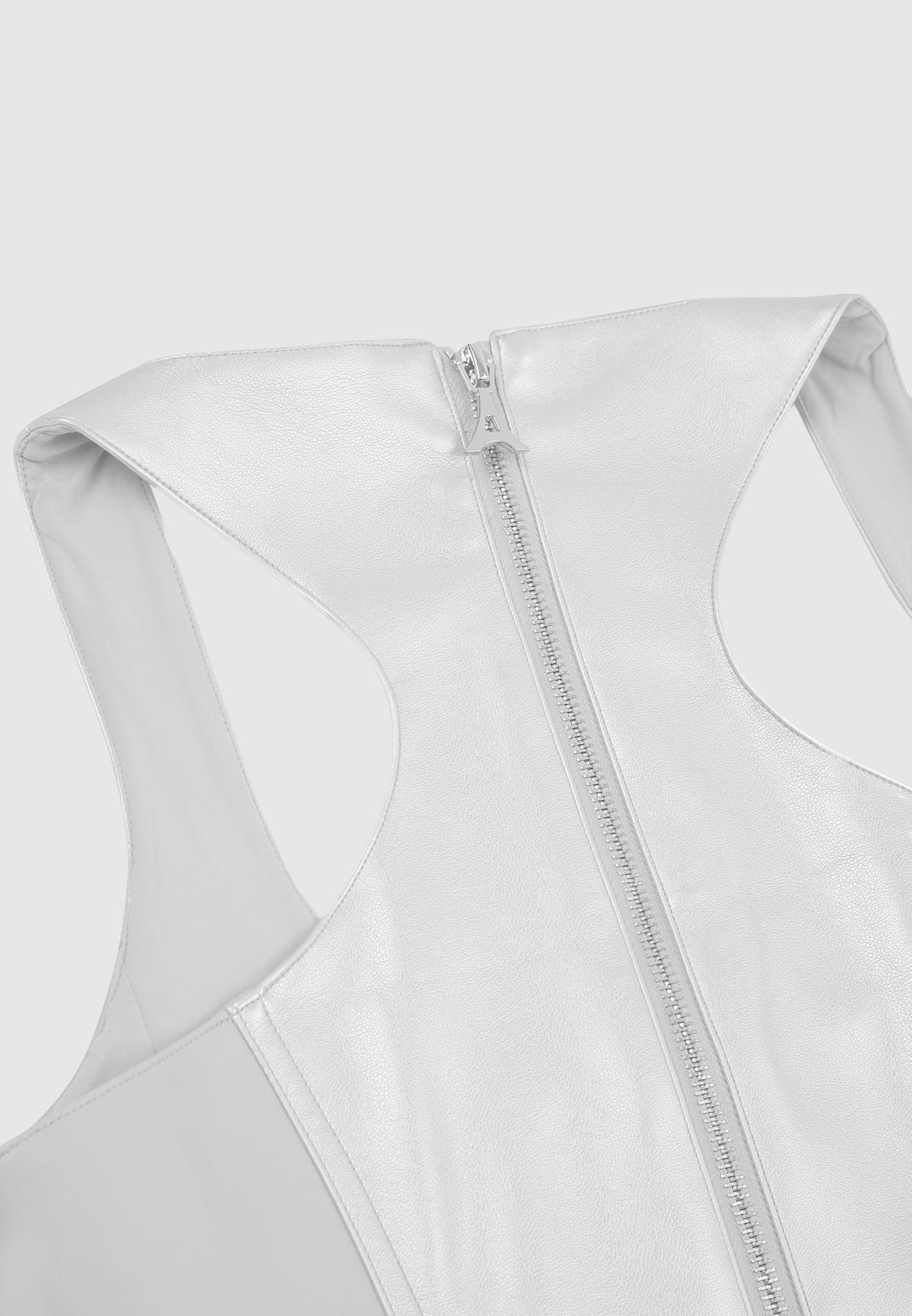 Leather Metallic Corset Top - Silver Female Product Image
