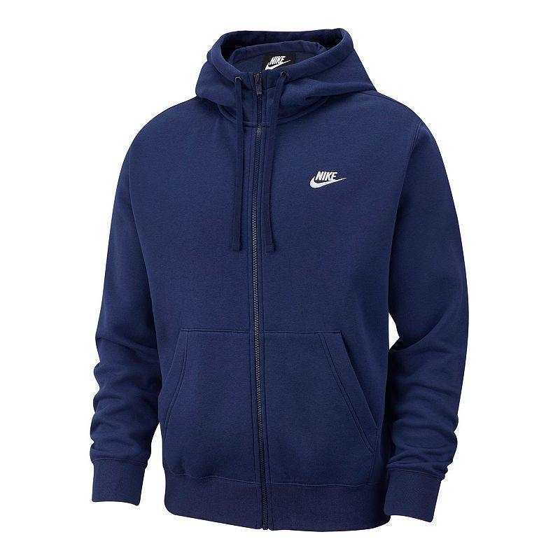 Mens Nike Sportswear Club Fleece Full-Zip Hoodie Black Navy White Product Image