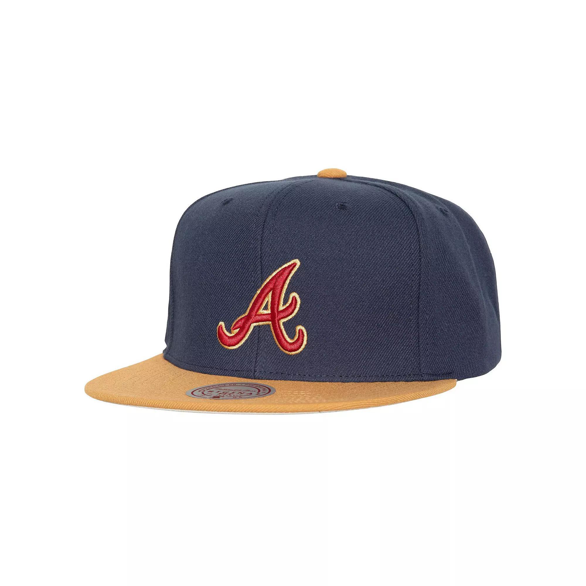 Men's Mitchell & Ness Navy Atlanta Braves Work It Snapback Hat, Blue Product Image