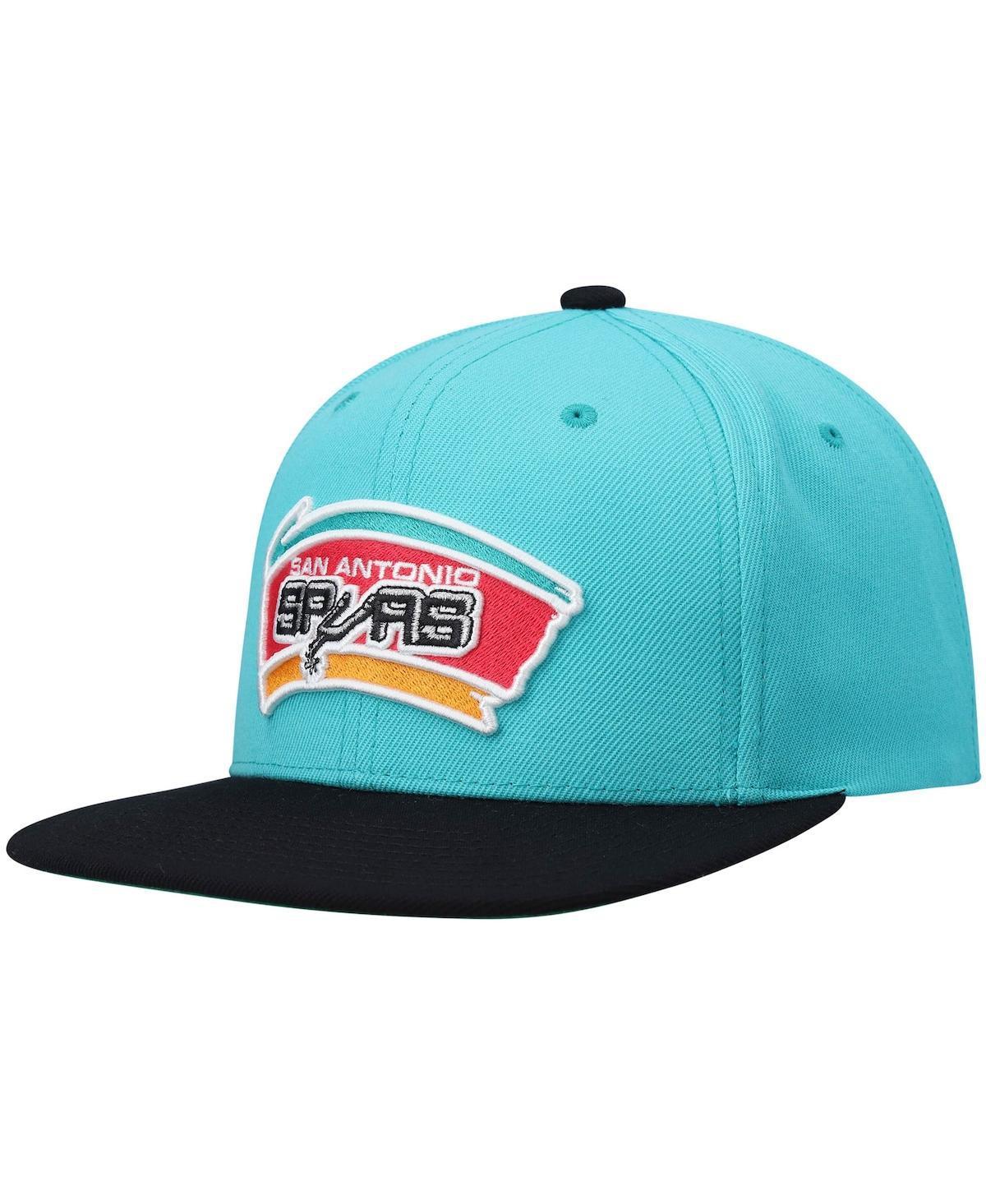 Mens Mitchell & Ness Teal/Black San Antonio Spurs Hardwood Classics Team Two-Tone 2.0 Snapback Hat Product Image