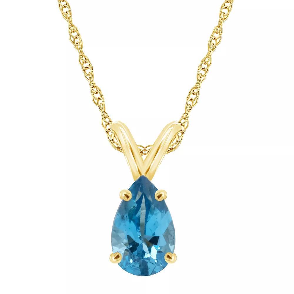 Celebration Gems 14k Gold Gemstone Teardrop Pendant Necklace, Women's, Size: 18", Blue Topaz Product Image