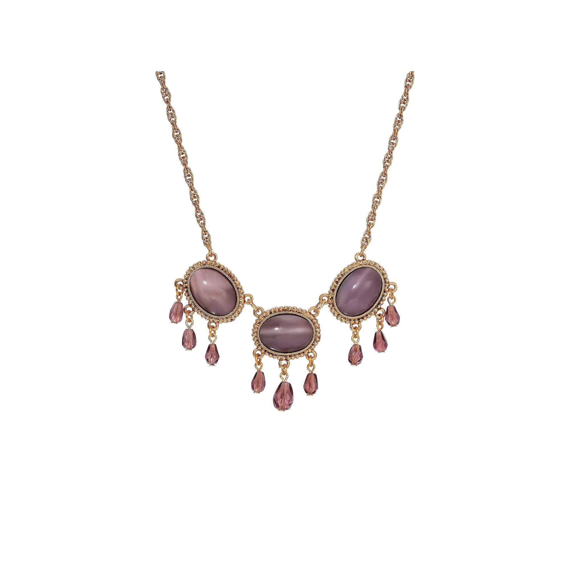 1928 Gold Purple Multi Drop Pendant Necklace, Womens Product Image