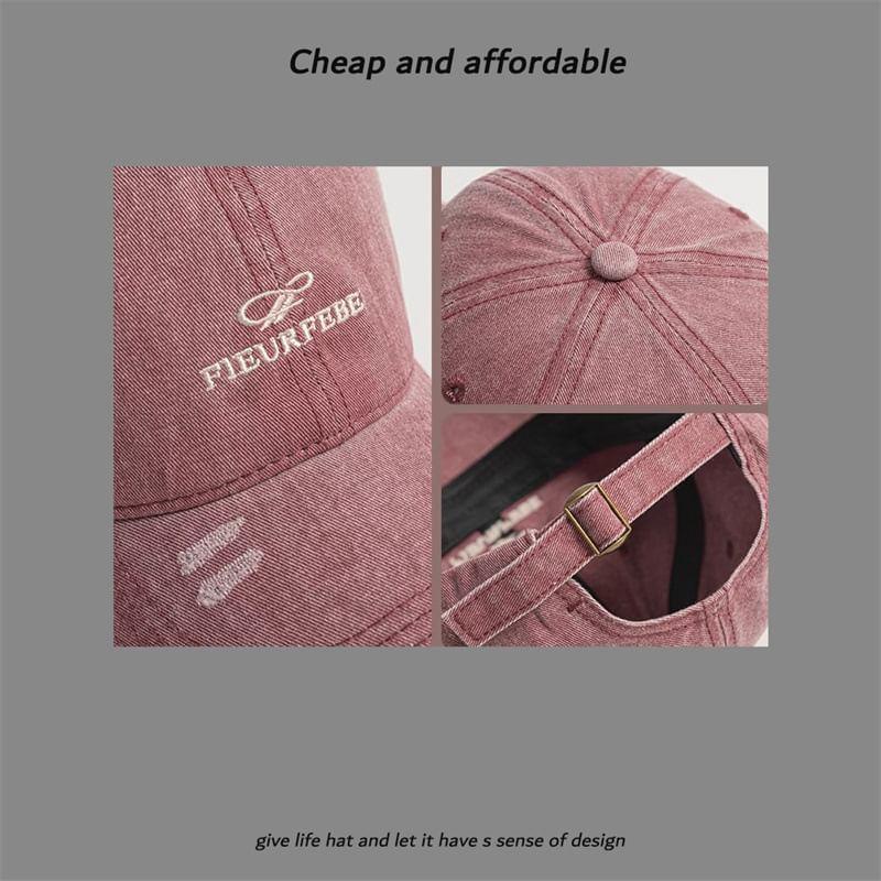 Letter Embroidered Washed Distressed Cap Product Image