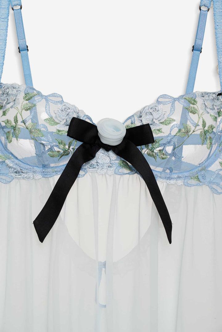 Dawn Babydoll Slip Dress — Blue Product Image