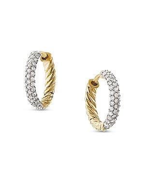 Womens Petite Pav Huggie Hoop Earrings With Diamonds In 18K Yellow Gold Product Image