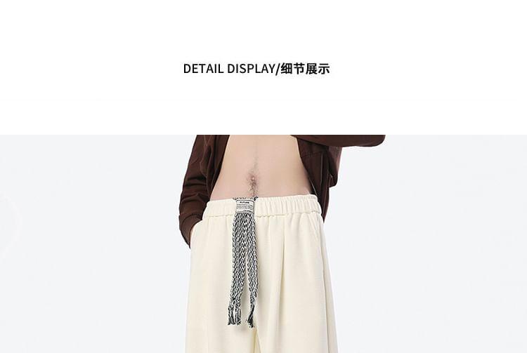 Drawstring Waist Plain Straight Leg Sweatpants Product Image