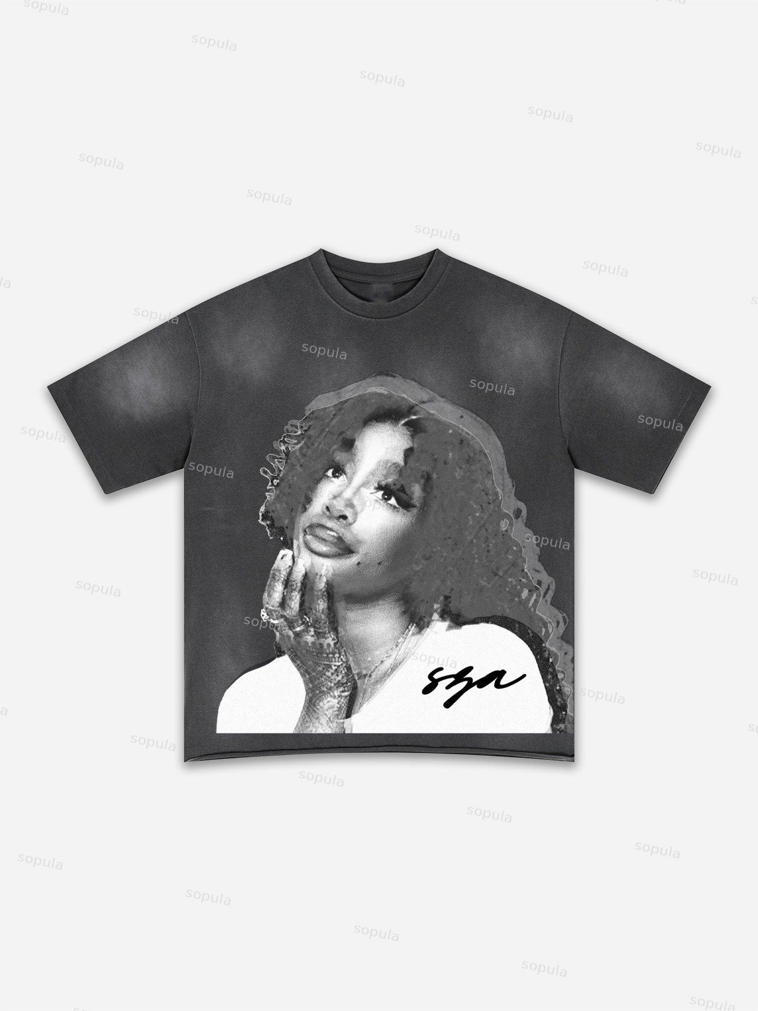 Lips Graphic Print Washed T-shirt Product Image