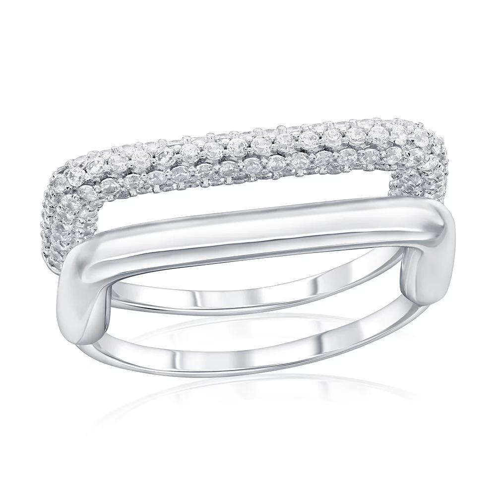 Argento Bella Sterling Silver Cubic Zirconia Polished Double Band Square Ring Set, Women's, Size: 8 Product Image
