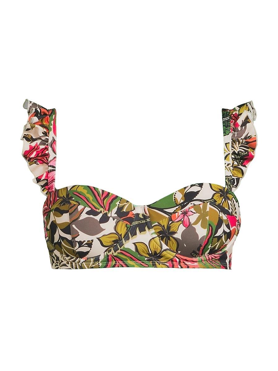 Womens Wila Floral Ruffle Bustier Bikini Top Product Image