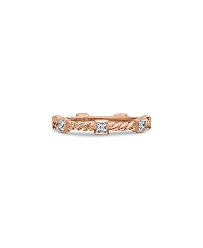 Womens Cable Collectibles Stations Stack Ring in 18K Rose Gold Product Image