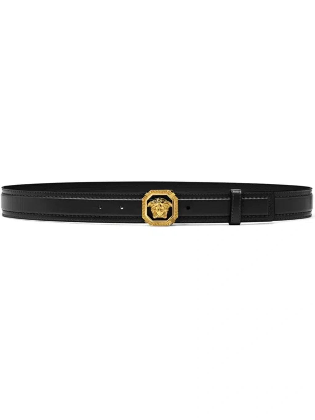 VERSACE La Medusa Leather Belt Man Belt Black Size 39.5 Calfskin Product Image