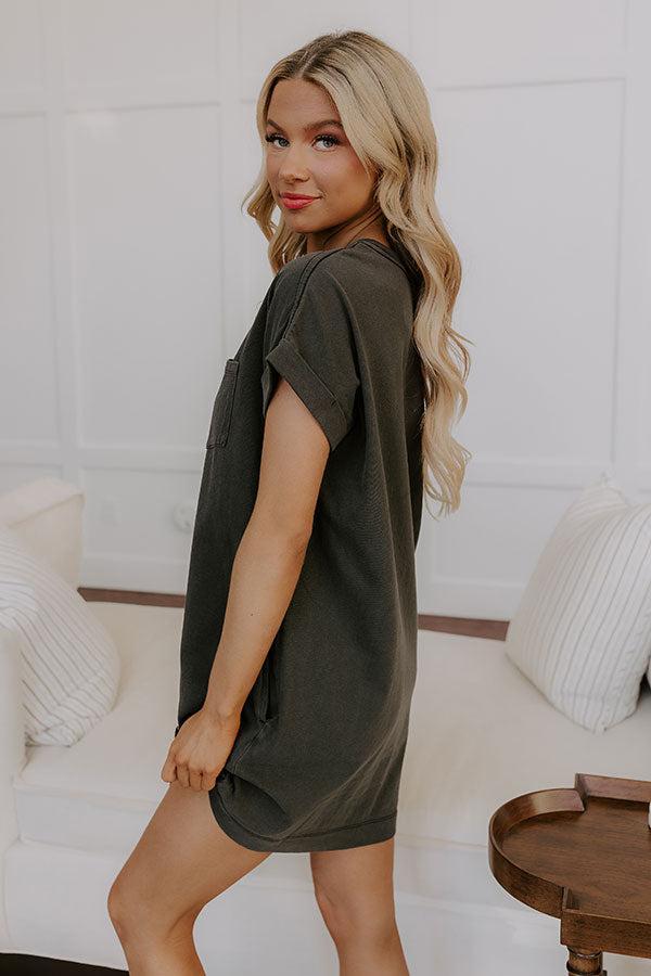 Cafe Meetup Vintage Wash T-Shirt Dress in Black Product Image