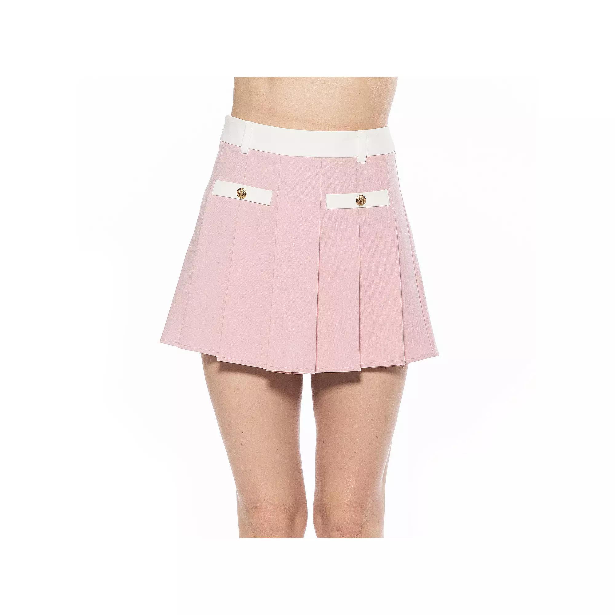 Women's ALEXIA ADMOR Lainey Pleated Skirt, Size: 14, Black White Gingham Product Image