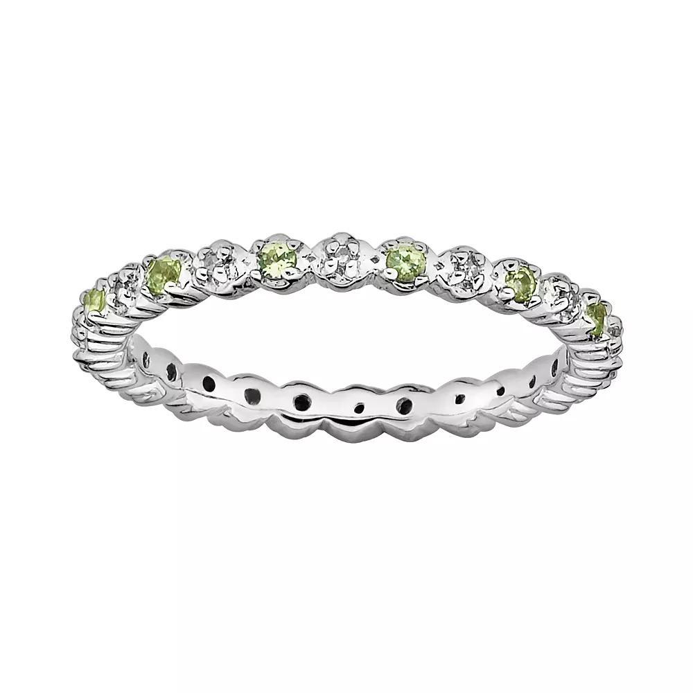 Stacks & Stones Sterling Silver Peridot & Diamond Accent Stack Ring, Women's, Size: 8 Product Image