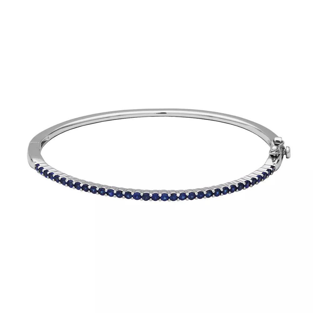 Sterling Silver Lab-Created Sapphire Bangle Bracelet, Women's, Size: 6.5" Product Image