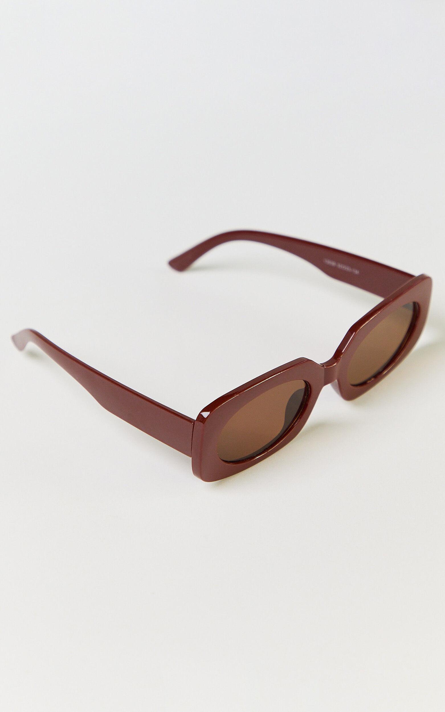 Shane Sunglasses - Rectangular Thick Frame Sunglasses in Burgundy Product Image
