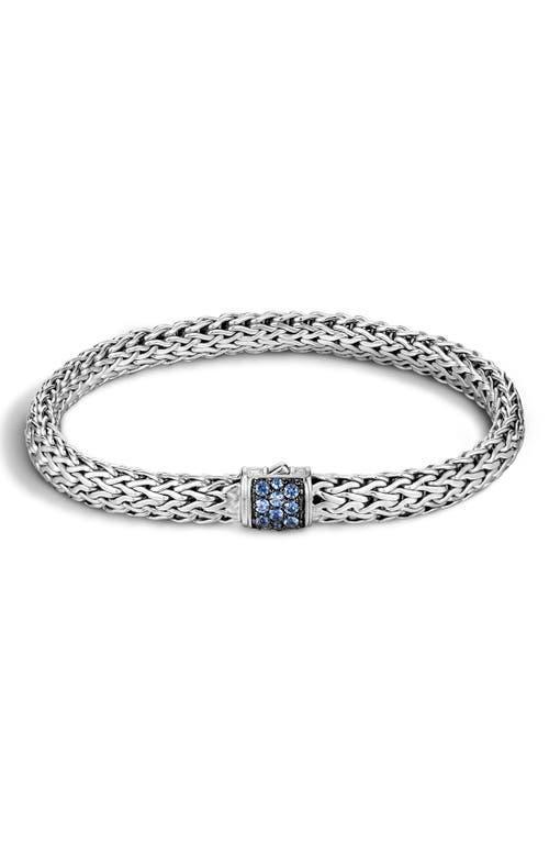 Womens Classic Chain Sterling Silver & Sapphire Bracelet Product Image