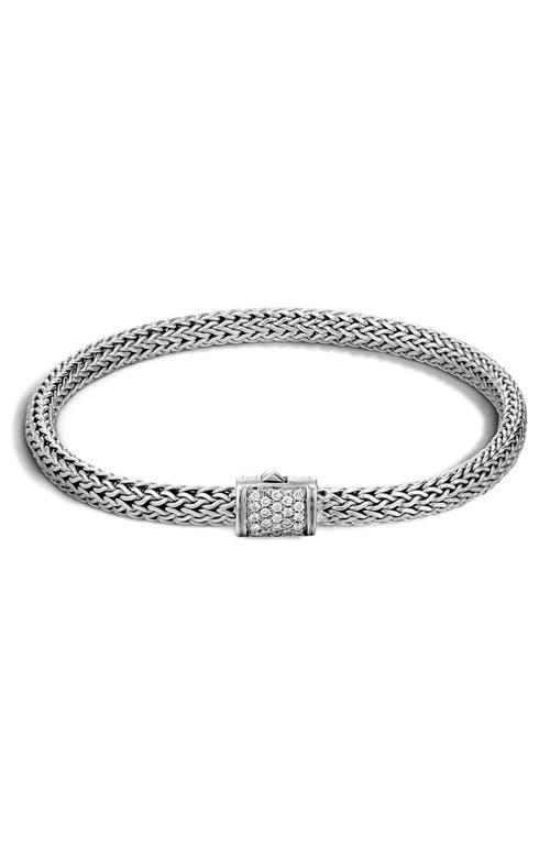 Womens Classic Chain Sterling Silver & 0.17 Diamond Bracelet Product Image