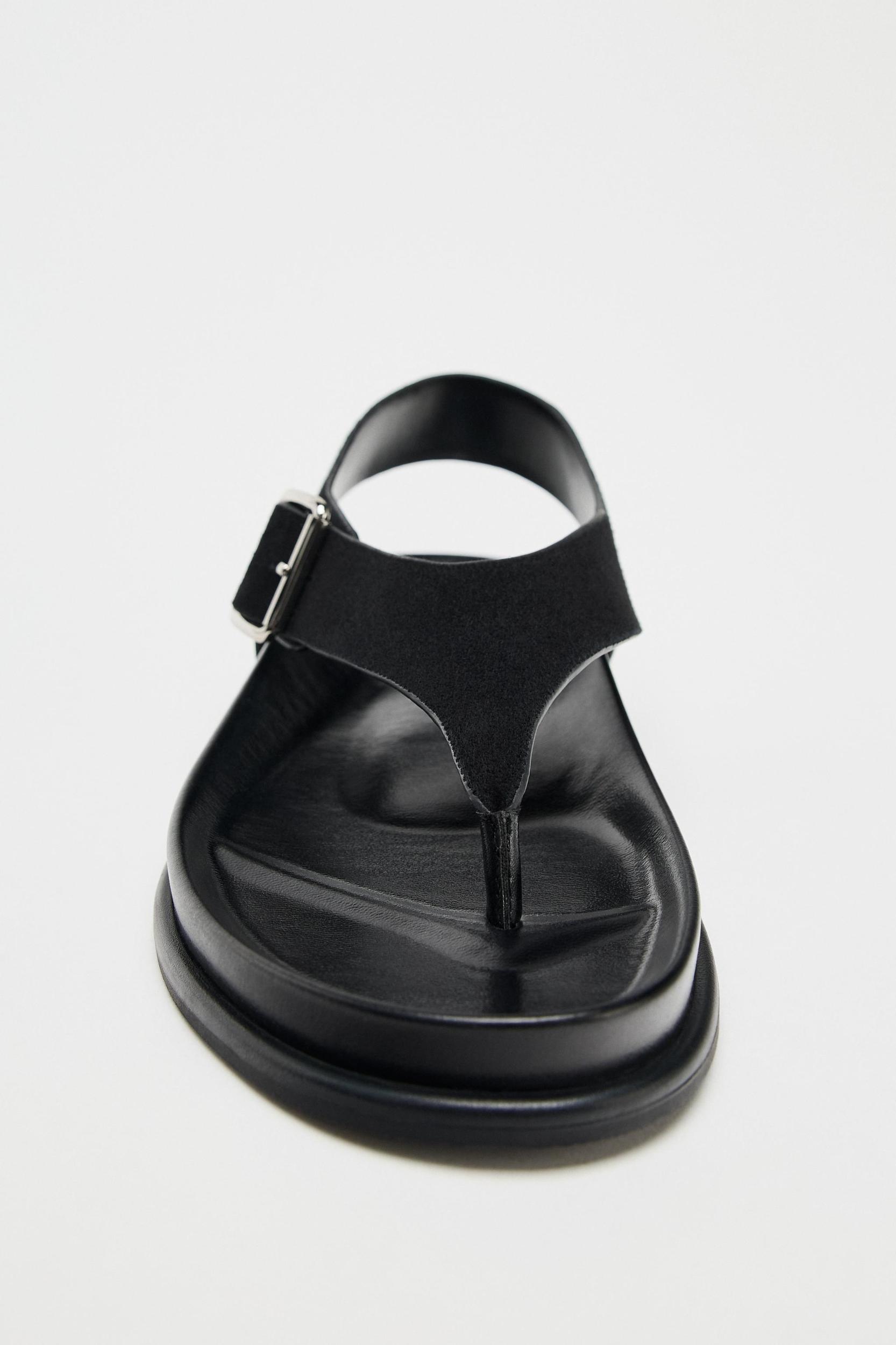 SUEDE FLAT SANDALS Product Image