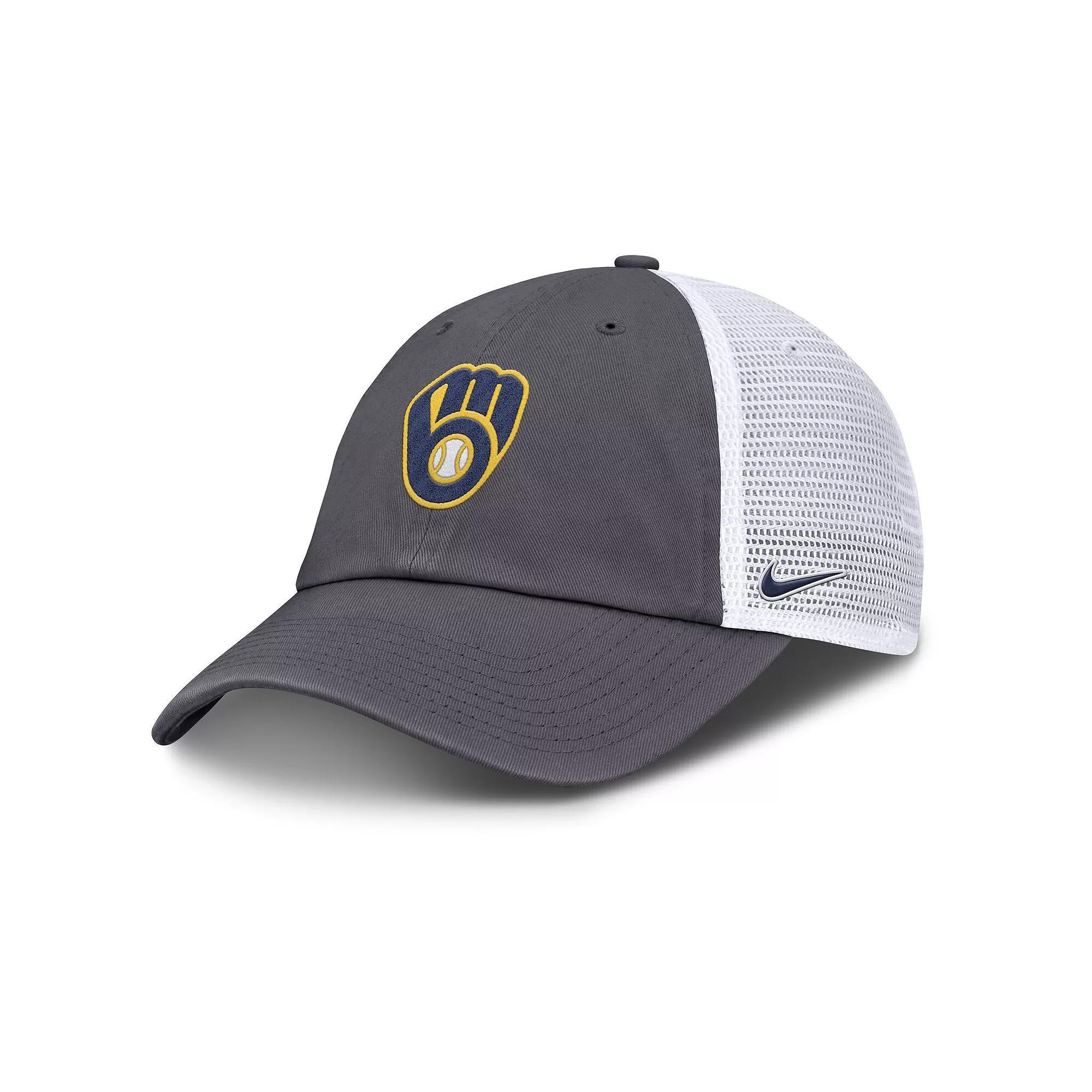 Men's Nike Gray Milwaukee Brewers Adjustable Trucker Hat, Size: Medium/Large, Grey Product Image