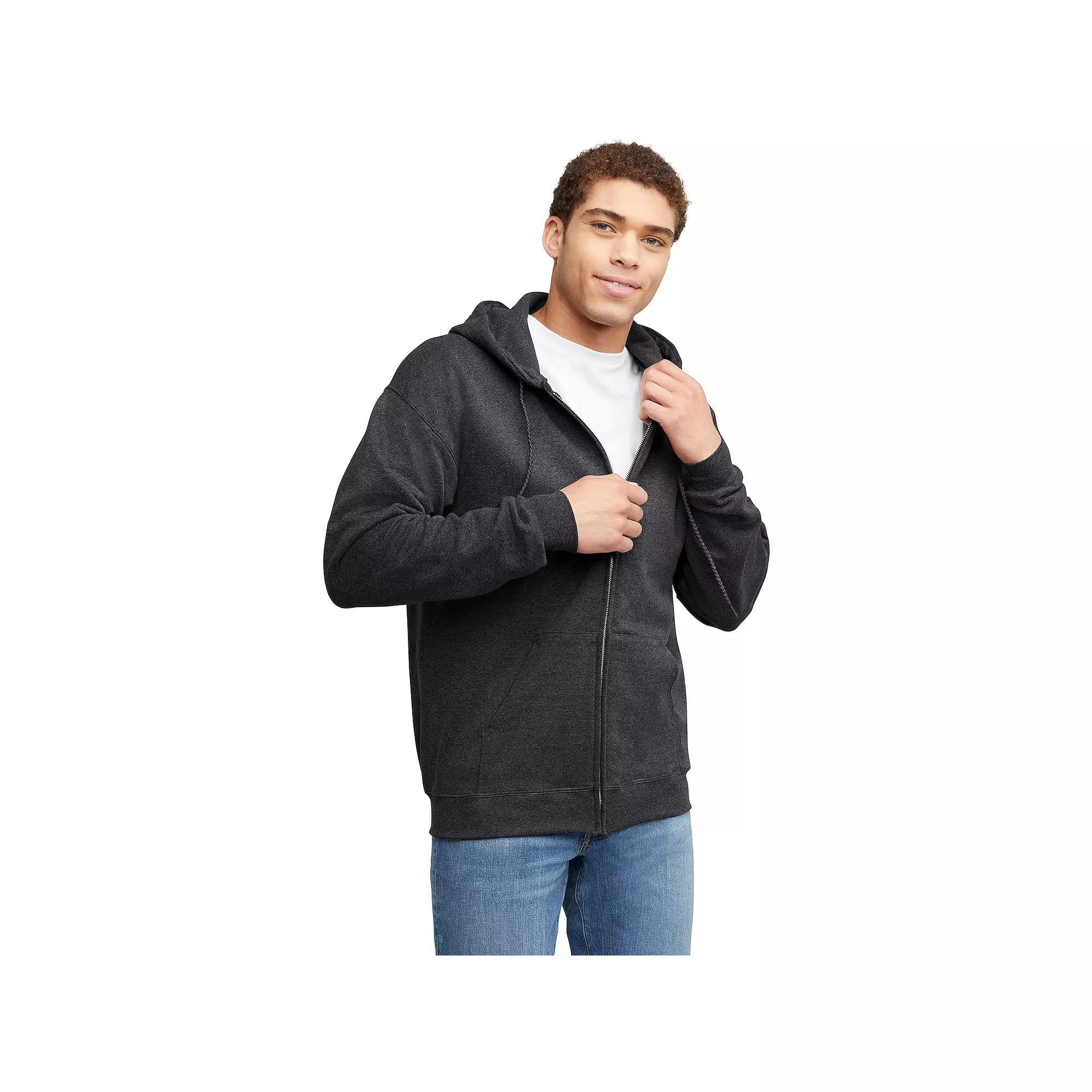 Men's Hanes Ultimate® Fleece Full-Zip Hoodie, Size: Large, Light Silver Product Image
