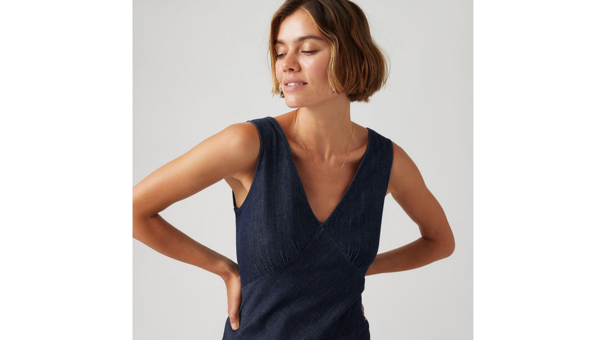Atalia Linen+ Denim Slip Dress Product Image