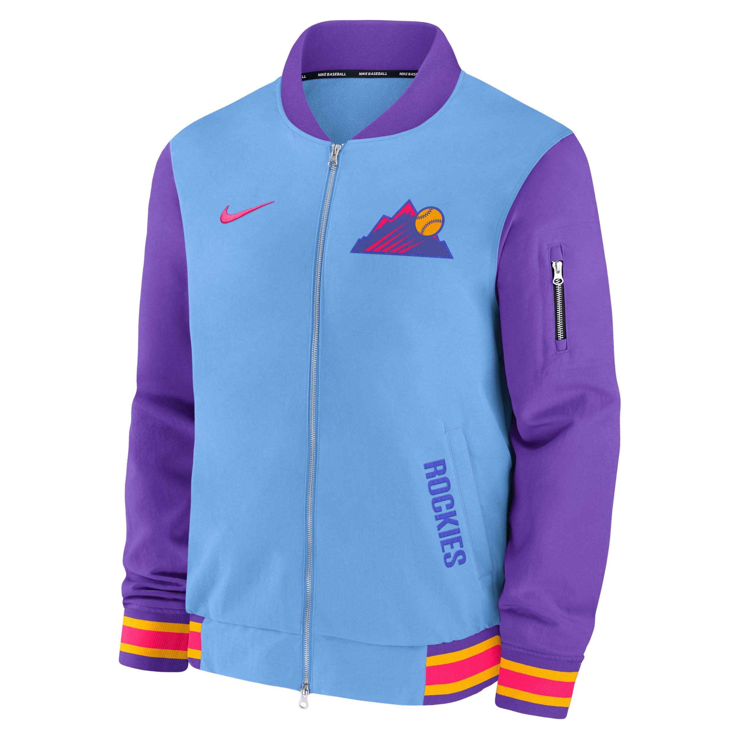 Colorado Rockies Authentic Collection City Connect Men's Nike MLB Full-Zip Bomber Jacket Product Image