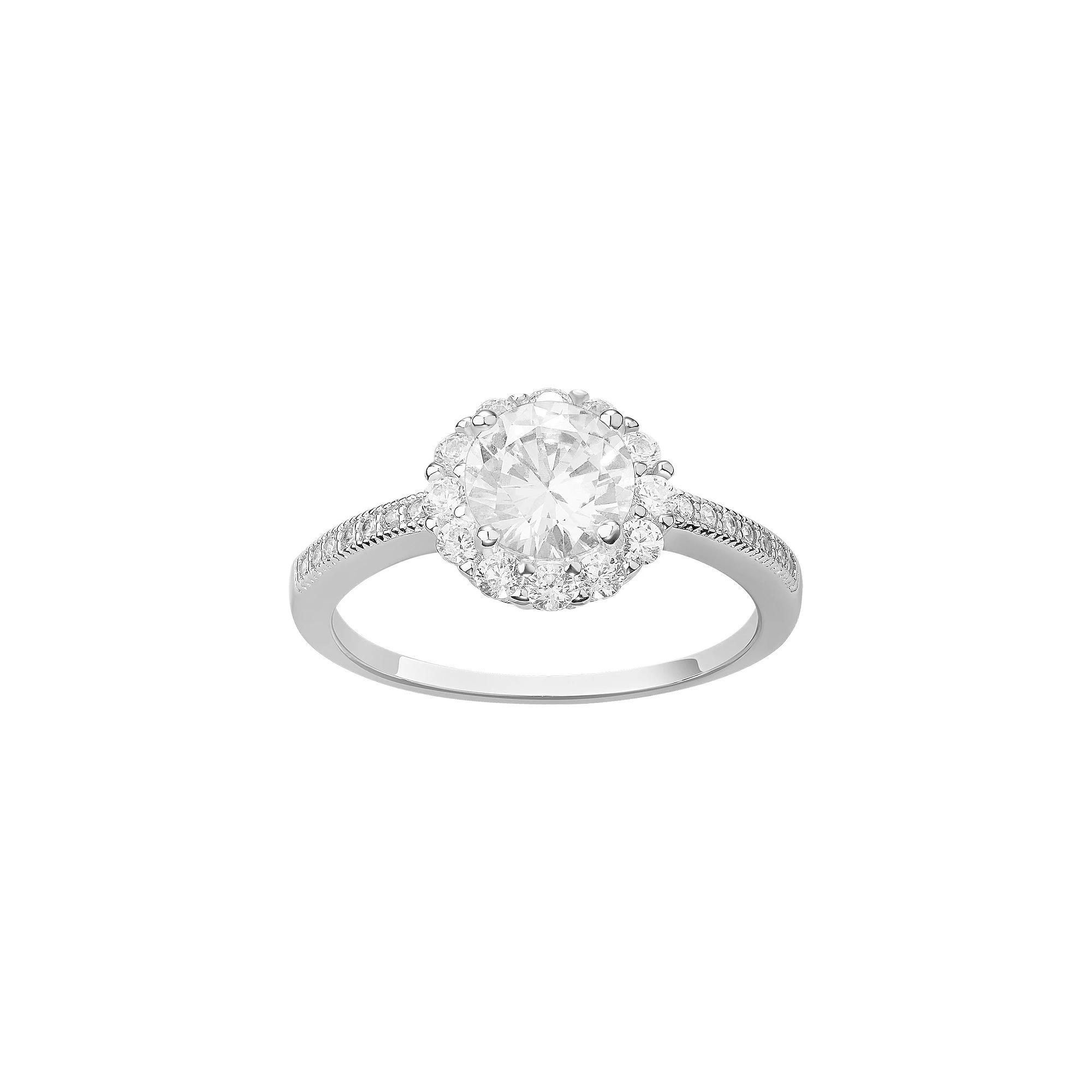 PRIMROSE Sterling Silver Cubic Zirconia Halo Ring, Women's, Size: 9 Product Image