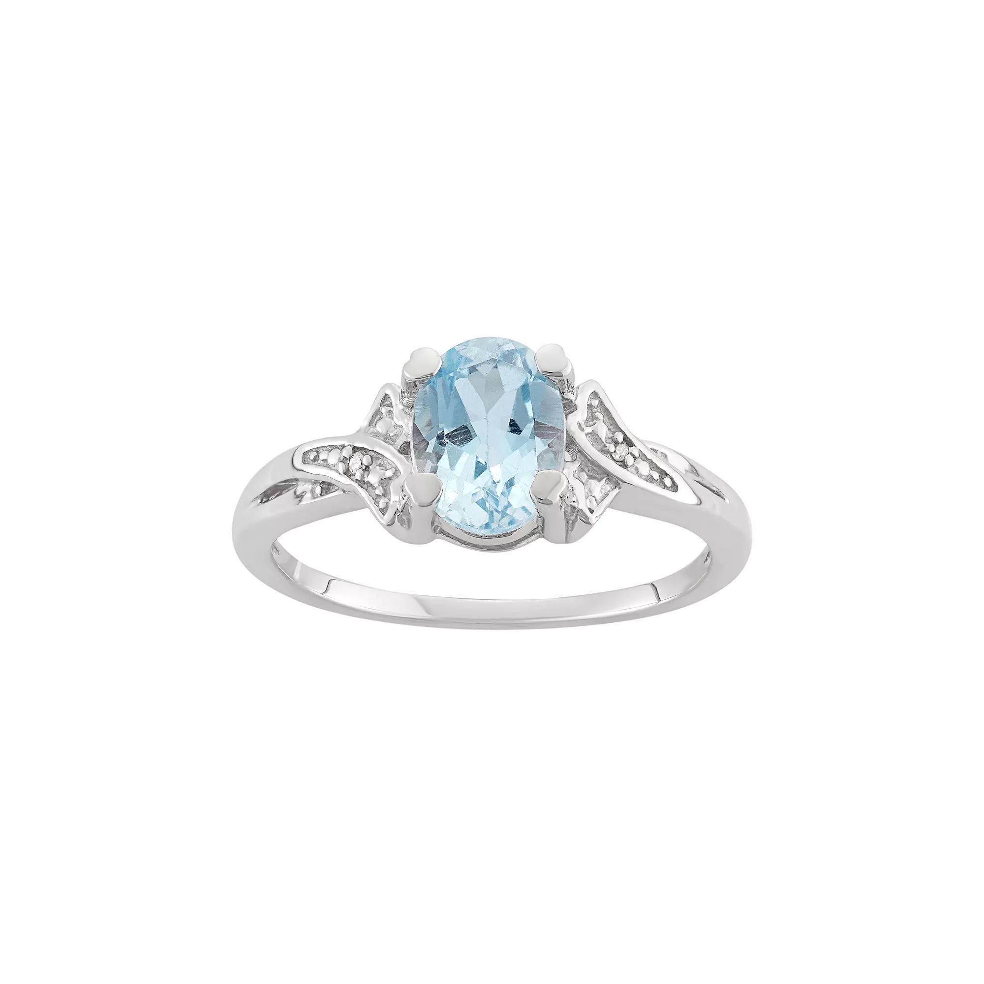 Jewelexcess Sky Blue Topaz & Diamond Accent Sterling Silver Ring, Women's, Size: 6 Product Image