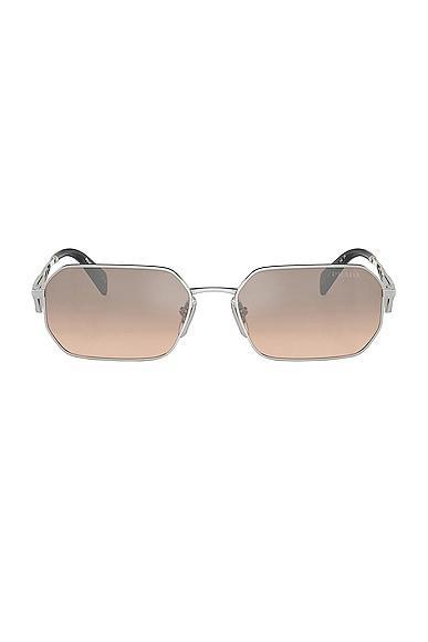 PRADA Geometric Steel Rectangle Sunglasses In Pale Gold Product Image