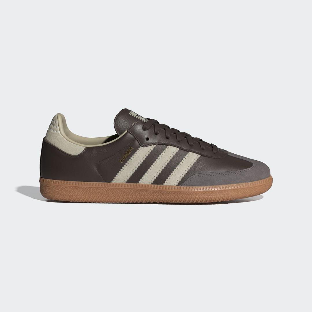 Mens adidas Samba OG Athletic Shoe Putty Gray / Gold Metallic / Gum Product Image